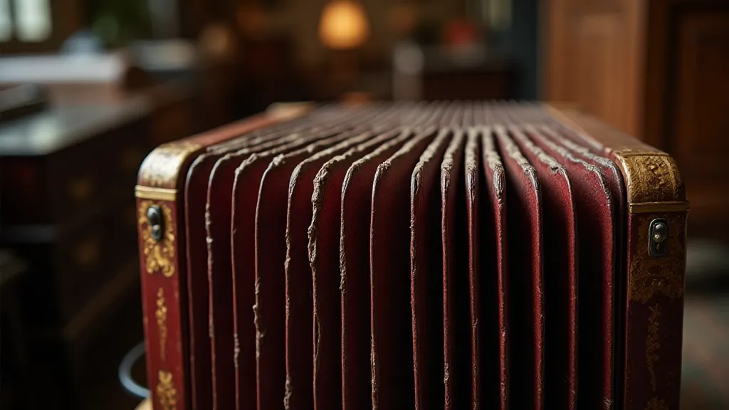 Antique accordion bellows close-up