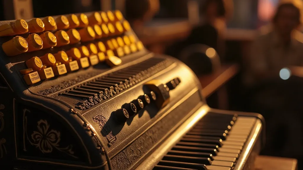 Antique accordion keys close-up