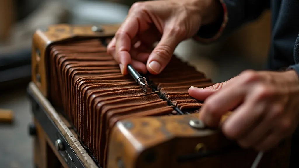 Craftsman repairing an accordion