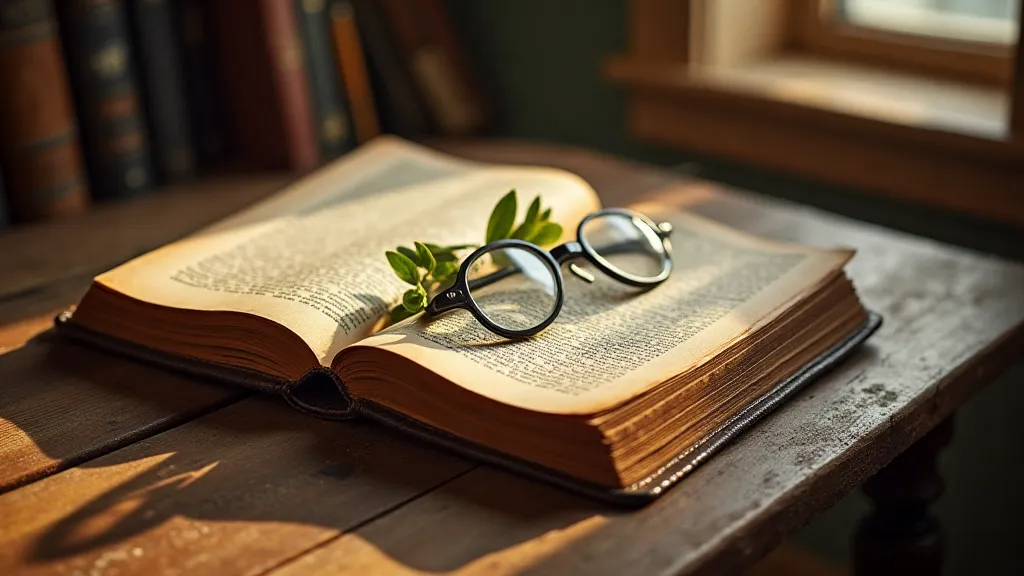 Antique dictionary open on a table