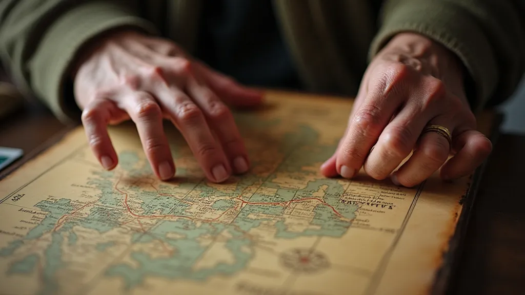 Elderly man studying a map